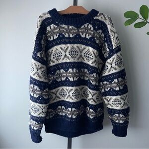 Vintage Alma 100% Wool Thick Handmade Mens Sweater Size Large